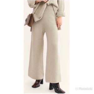 Free People FP Beach Hailee Sweater knit wide leg pants Oatmeal Size Large